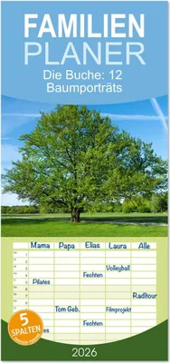 Produktbild von Familienplaner 2026 - Die Buche: 12 Baumporträts mit 5 Spalten (Wandkalender, 21 x 45 cm) CALVENDO