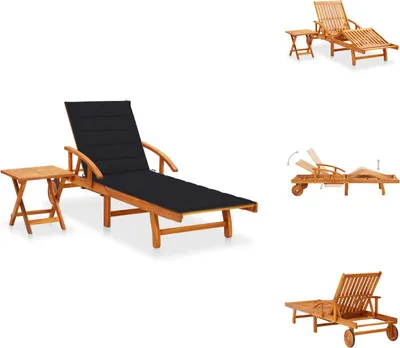 Image de vidaXL Bain de soleil avec table et support en bois massif d'acacia - Bains de soleil