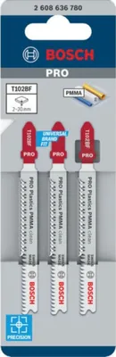 Produktbild von PRO Plastics PMMA clean T102BF Stichsägeblatt, 92 mm, 3-tlg.