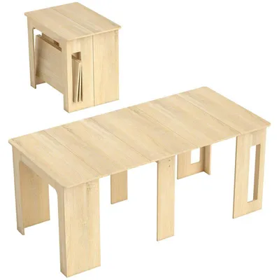 Productafbeelding van Uitschuifbare klaptafel met 3 bladen - Ruimtebesparend - Zwart - Natuurlijke houtlook