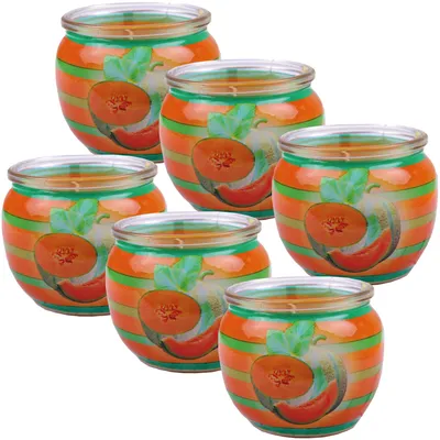 Immagine prodotto di Candele profumate motivo 6-pack in un barattolo, lunga durata di combustione e profumo piacevole ( Melone fresco)