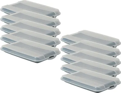 Produktbild von Novaliv 10er-Set Anthrazit Premium Aufschnittbox mit Transparentem Deckel, Frischhaltedosen für Wurst & Käse Maße 25x17x3 cm Kühlschrank Organizer Knäckebrotbox Wohnung must-have Küchen Gadgets