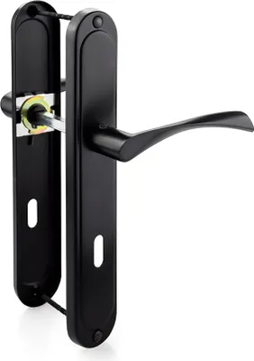 Produktbild von Schwarzes Türgriffset - L-Form - für Zimmertüren - 2 Stück