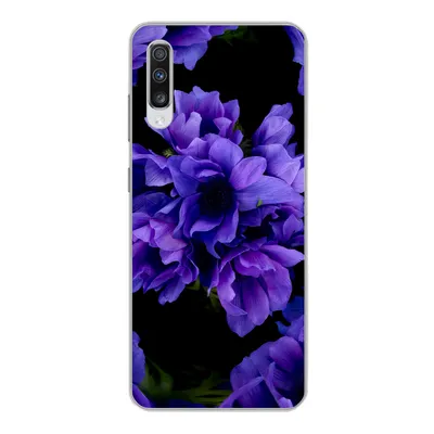 Produktbild von MuchoWow® Handyhülle Schutzhülle Hülle für Samsung Galaxy A70 Muster - Blumen - Lila Silikon Softcase Handy Hülle - Schutzhaube