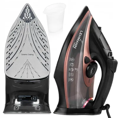 Immagine prodotto di Ferro da stiro a vapore LEHMANN con piastra in ceramica, 3000W, potenza vapore fino a 140 g, vapore verticale, spegnimento automatico, Immagine generata dall'IA