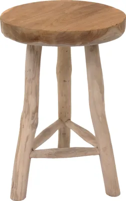 Produktbild von Teak Blumenhocker mit 3 Beinen - Ø 30 cm - Massiver Holz Pflanzenständer - Garten Deko Hocker Holzhocker Blumenschemel Pflanzenhalter