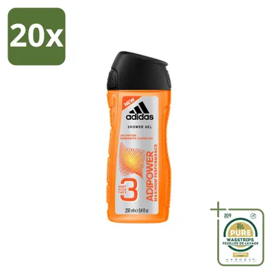 Produktbild von 20 x Adidas Adipower 2-in-1 Duschgel und Shampoo - 250 ml - Vorratspackung - 20 Stücke