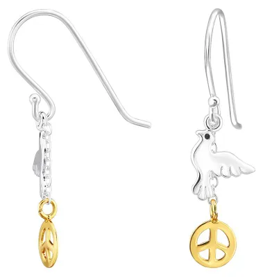 Produktbild von Peace Ohrringe mit Friedenstaube: 925 Silber Ohrhänger