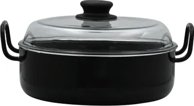 Obrázok produktu pre Riess Oma`s Panvica na pečenie so sklenenou pokrievkou Ø24cm Panvica na pečenie s čiernym smaltom