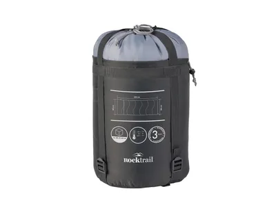 Produktbild von Rocktrail Wärmender Schlafsack 200 x 80cm Deckenschlafsack Kompressions Packsack Grau NEU