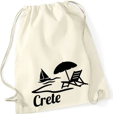 Produktbild von Huuraa Turnbeutel Crete Griechenland 12 Liter Natural Baumwolle Rucksack Geschenkidee