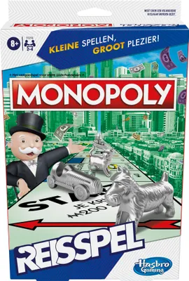 Produktbild von Monopoly Travel Edition, tragbares Spiel für 2-4 Spieler, Reisespiel für Kinder ab 8 Jahren (Niederländische Version)