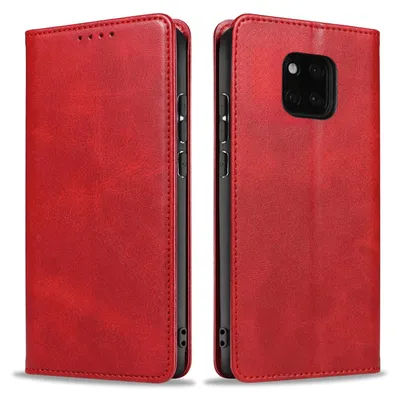 Produktbild von Handyhülle für Huawei Mate 20 Pro Kunstleder Flip Cover Hülle Klapphülle Case Kartenfach Farbe: Rot