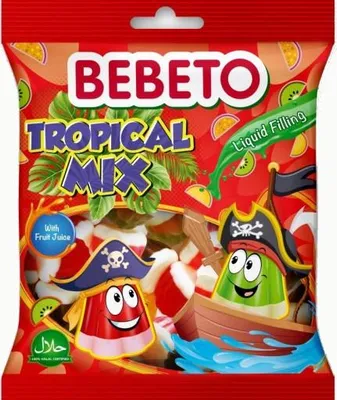 Zdjęcie produktu dla Bebeto Żelki Tropical Mix 80 g