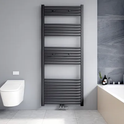 Produktbild von Heilmetz Badheizkörper 1400x60cm Mittelanschluss 238 Watt Anthrazit, Handtuchtrockner Handtuchwärmer Design Heizkörper für Bad Heizung Radiator Ohne heizstab