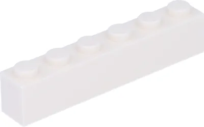 A single white LEGO brick with 6 studs is shown against a white background.
