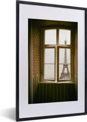 Produktbild von MuchoWow® MuchoWow® Gerahmtes Poster Blick auf den Eiffelturm in Paris 40x60 cm - Poster mit zchwarzem Bilderrahmen - Poster in Rahmen