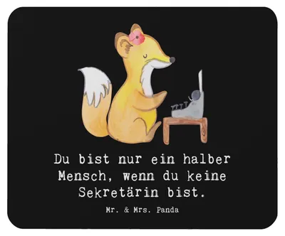 Produktbild von Mr. & Mrs. Panda Mauspad Sekretärin Herz - Schwarz - Geschenk, Mousepad, laptop, Mouse Pad, mousematte