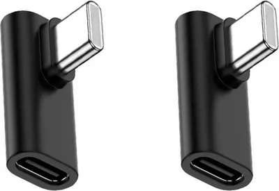 Produktbild von INF 2er-Pack Typ-C Buchse auf Typ-C Stecker Winkeladapter, 2.0 Spritzguss