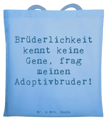 Produktbild von Mr. & Mrs. Panda Tote Bag Spruch Adoptivbruder Liebe - Sky Blue - Geschenk, Shopping Tasche, Adoption, Familie, Familienverbindung, Verbundenheit, Beutel, umhängebeutel