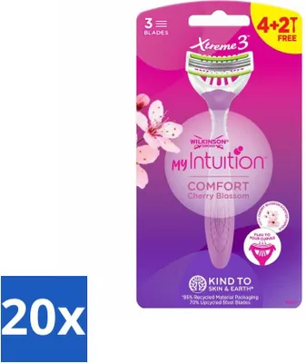 Obrázek produktu pro Wilkinson - Jednorázový holicí strojek - Xtreme 3 My Intuition - Komfortní - 6 břitů - výhodné balení - 20 kusů