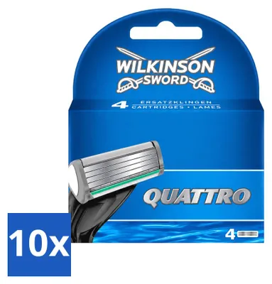 Produktbild von 10 x Wilkinson Quattro Ersatzklingen mit Präzisionstrimmer - Vorteilspackung - 10 Stücke
