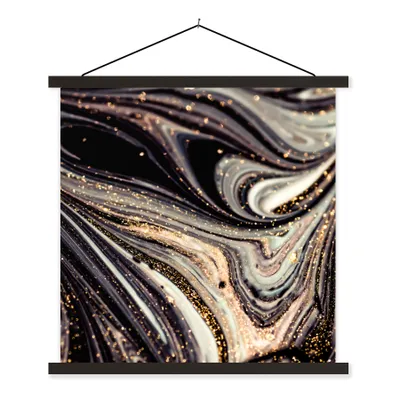 Produktbild von MuchoWow® Textilposter Marmoroptik - Schwarz - Gold - Weiß - Glitter - Marmor 40x40 cm mit schwarzem Rahmen - Fotos