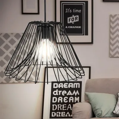 Immagine prodotto di Lampada a sospensione, griglia, colore nero, forma rotonda, diametro 47,5 cm