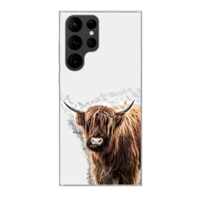 Produktbild von MuchoWow® Handyhülle Schutzhülle Hülle für Samsung Galaxy S22 Ultra Schottischer Highlander - Farbe - Grau Silikon Softcase Handy Hülle - Abbildung