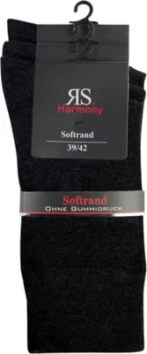 Produktbild von 3 Paar Socken Baumwolle Herren schwarz mit Softrand o. Gummi RS Harmony Gr. 39/42 schwarz
