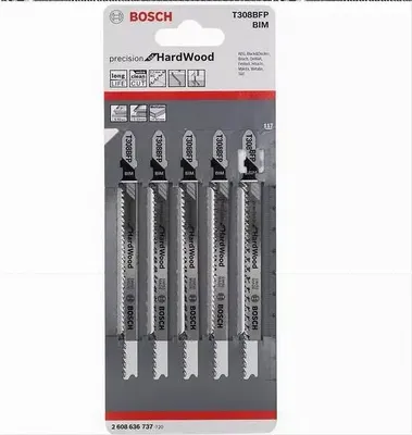 Produktbild von Bosch 5 Stk. Stichsägeblatt T308BFP 'Hardwood 2-side clean'