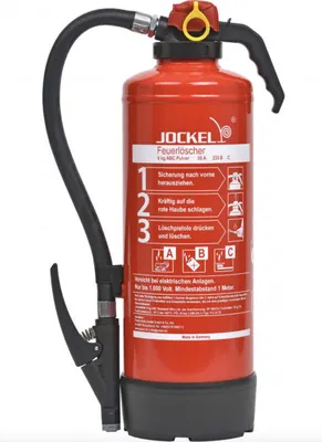 Produktbild von P6JX34 Jockel Feuerlöscher 6kg ABC Auflade Pulverfeuerlöscher 34A 233B= 10LE