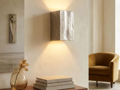 Produktbild von LED Wandleuchte Up Down Silber Antik Design eckig für indirekte Wandbeleuchtung