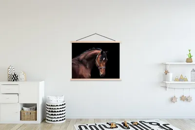 Produktbild von MuchoWow® Textilposter Pferd - Halfter - Braun 150x113 cm mit holzfarbenen Rahmen - Poster
