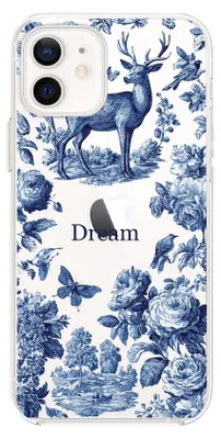Zdjęcie produktu dla Elastyczne etui do iPhone'a 12 Mini, wykonane z przezroczystego silikonu TPU, z motywem kwiatów i napisem "Dream"