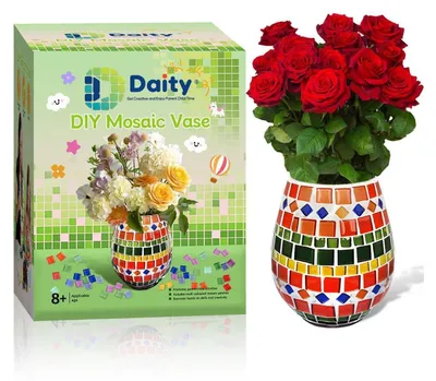 Obrázek produktu pro Sada pro výrobu mozaiky pro děti i dospělé – sada pro tvorbu vázy z mozaiky – kreativní sada pro dívky od 8 let
