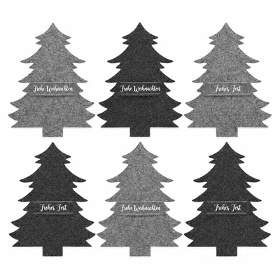 Produktbild von 6 x Besteckhalter aus Filz in Tannenbaum-Optik Bestecktaschen Weihnachtlich Besteckbeutel