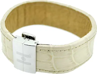 Produktbild von Uhrenarmband Hirsch Lederband Silber Krokodil Beige weiß NEU