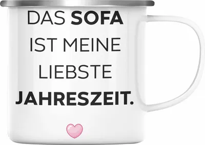 Produktbild von Trendation - Lustige Emaille Tasse mit Spruch für Frauen Männer Arbeit Büro Lustig Emaille Tassen Becher mit Sprüchen Kollegin Geschenk Sarkasmus Sofa (Silber)