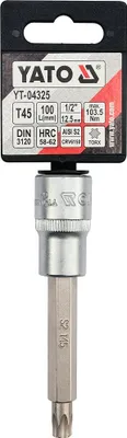 Produktbild von Yato YT-04325, 1 Stück(e), Torx, T45, Chrom-Vanadium-Stahl, Stahl, 100 mm, 25,4 / 2 mm (1 / 2")