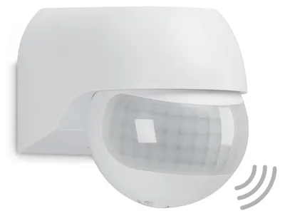 Image de TELEFUNKEN - Détecteur de mouvement, détecteur de mouvement 180°, portée max. 12m, avec réglage de l'heure, max. 2.000 Watt, IP44, blanc, 77x55x70mm (LxlxH)