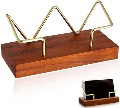 Immagine prodotto di Portacarte da visita in legno Ibbenzoa® – 11 x 5 cm, portacarte compatto per una presentazione professionale di biglietti da visita in ufficio, in negozio e presso stand espositivi