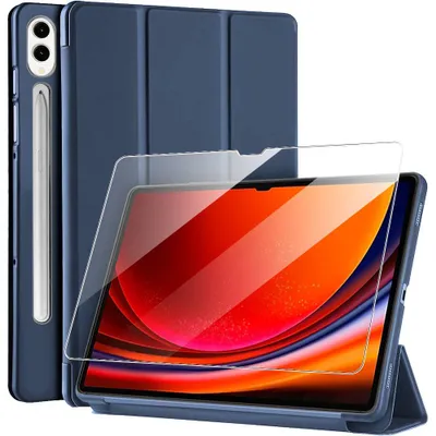 Image de Coque + Verre Trempé pour Samsung Galaxy Tab S9 Plus / S10 Plus, Protection Anti-Rayures avec Support - Bleu Marine