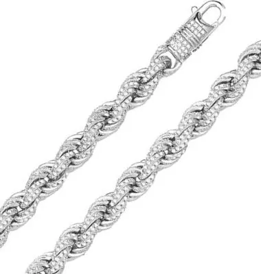 Produktbild von Atemberaubend 925 Sterling Silber Damen - Seil Kette mit Zirkonia - 76cm*7mm; TRS27880L30