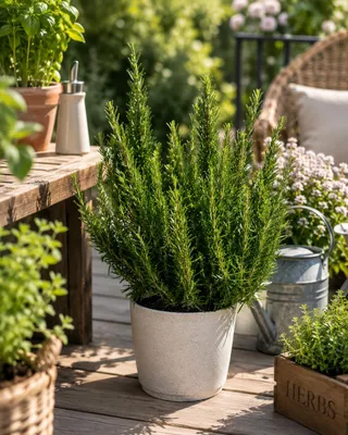 Obrázek produktu pro XXL Rozmarýn (Salvia rosmarinus / Rosmarinus officinalis) – Aromtická bylinka typická pro Středomoří, dosahující celkové výšky 40–60 cm