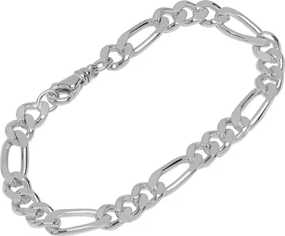 Produktbild von Armband 925 Sterling Silber 22cm Figaro Panzerkette 4 fach diamantiert Armkette