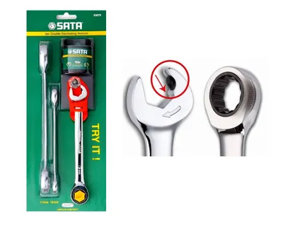 Produktbild von Sata Flachschlüssel mit Doppelratsche 3er Set / 10, 13, 17Mm