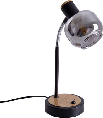 Näve Leuchten Tischleuchte "FUMOSO" Tischleuchte "FUMOSO" Tischleuchte "FUMOSO",  Tischlampe aus Metall und Glas in Schwarz,, mit E14-Fassung, für Esszimmer, Wohnzimmer, Diele oder Büro, Tischlampe 34 cm hoch