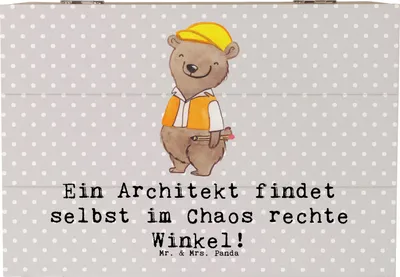 Produktbild von Mr. & Mrs. Panda Holzbox Architekt Chaos 22 x 15 cm - Grau Pastell - Geschenk, Holztruhe, handgefertigte Geschenke, holzschatulle, Box, technisch, Aufbewahrungsbox Holz