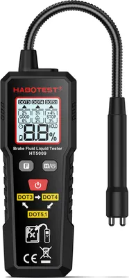 Imagen del producto de HABOTEST HT5009: Probador de líquido de frenos, bolígrafo detector de aceite de frenos, sonda flexible, retroiluminación de 3 colores, detector de alta precisión para la concentración de líquido de frenos automotriz, compatible con DOT3, DOT4 y DOT5.1